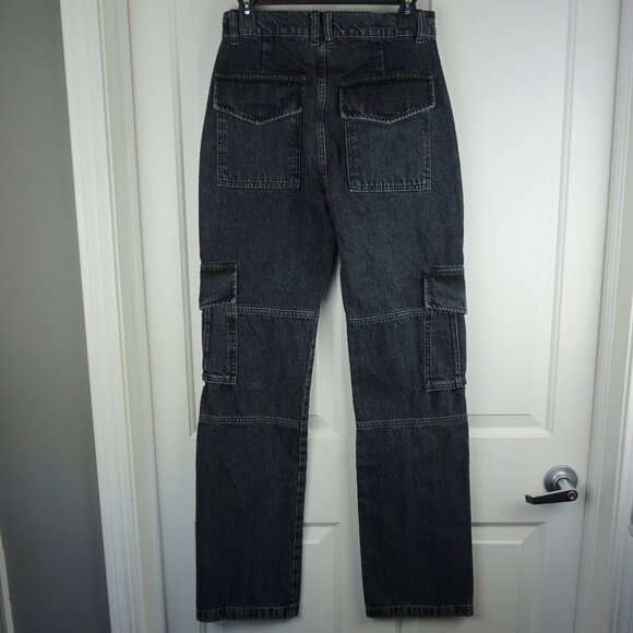 New Frame High Rise Utility Straight Leg Cargo Jeans in Black Astray size 25 - Picture 9 of 15